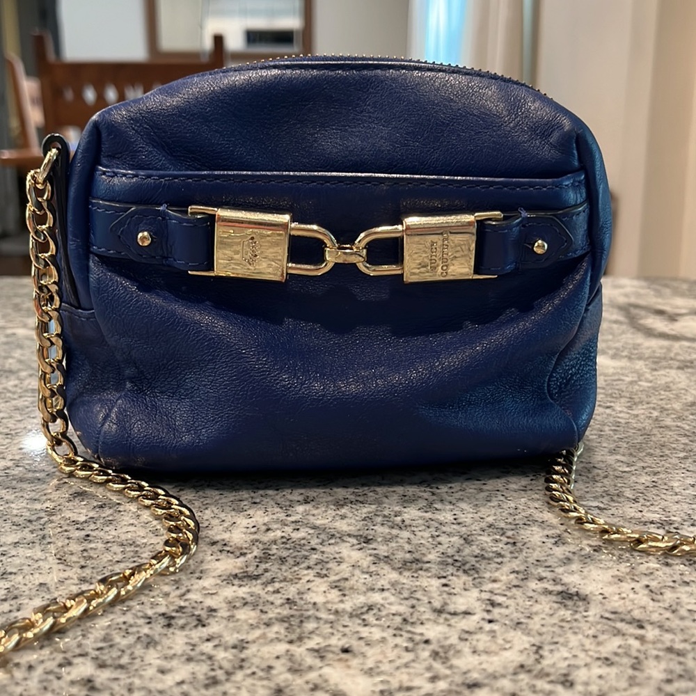 Juicy Couture Blue Leather and Chain Crossbody Bag